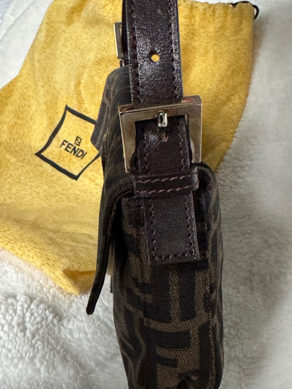 Fendi Brown Monogram Canvas Baguette Clutch with Silver Hardware - Picture 5 of 13